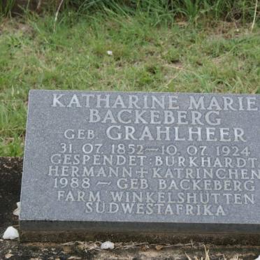 BACKEBERG Katharine Marie nee GRAHLHEER 1852-1924