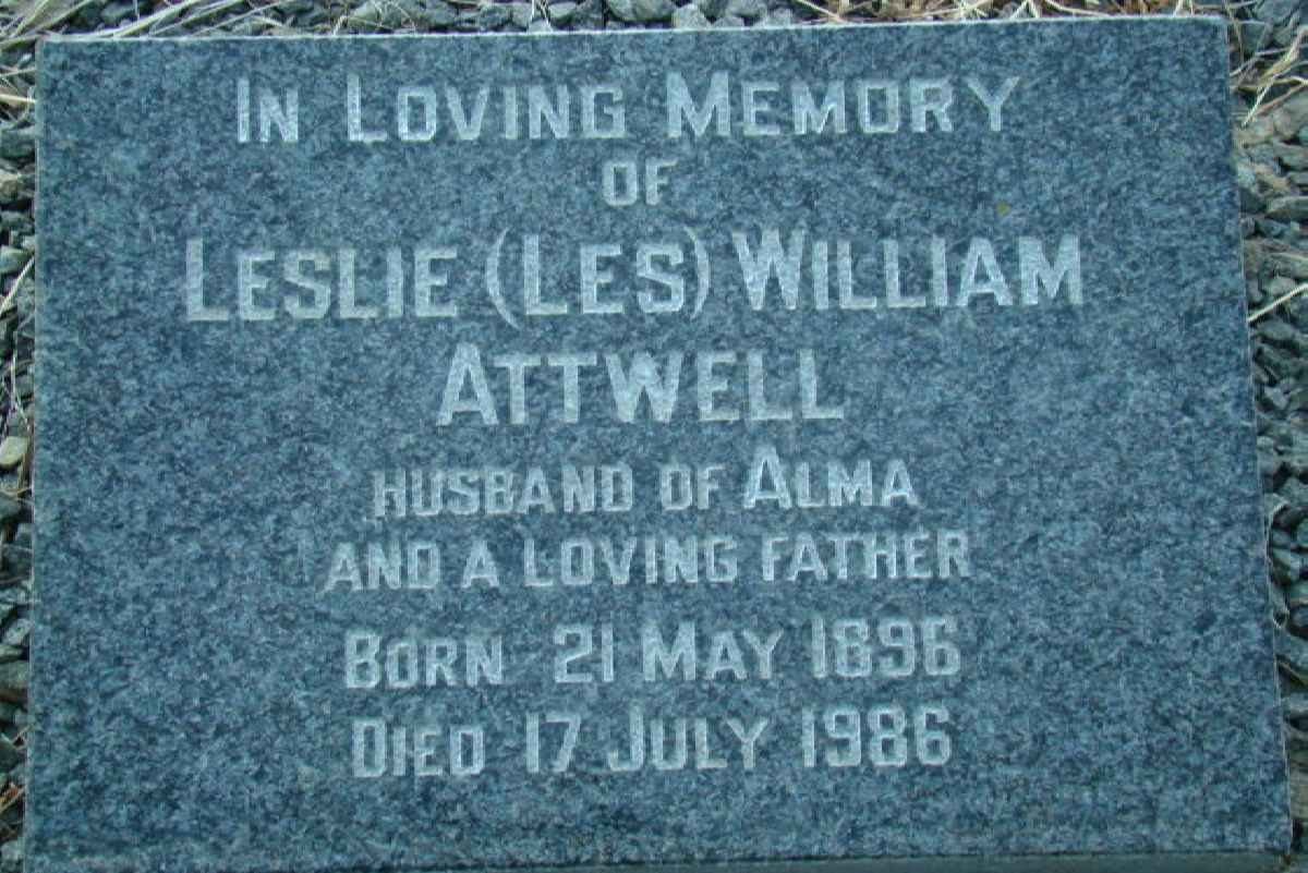 ATTWELL Leslie William 1896-1986