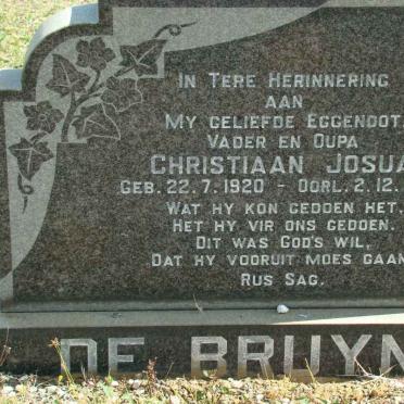 BRUYN Christiaan Josua, de 1920-1973