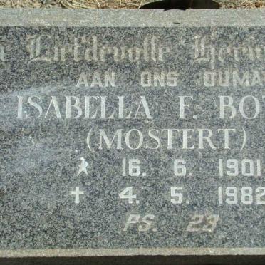 BOTES Isabella F. nee MOSTERT 1901-1982