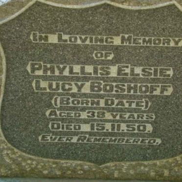BOSHOFF Phyllis Elsie Lucy nee DATE  -1950
