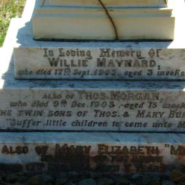 BURGESS Willie Maynard -1903 :: BURGESS Thos. Morgan -1903 :: BURGESS Mary Elizabeth