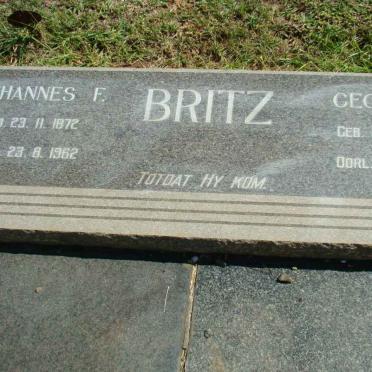 BRITZ Johannes F. 1872-1962 &amp; Cecilia J. 1875-1962