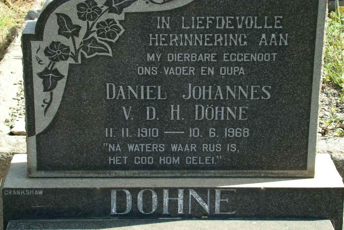 DOHNE Daniel Johannes v. d. H. 1910-1968