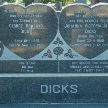 DICKS George Rowland 1897-1979 &amp; Johanna Victoria COLLYER 1900-1967
