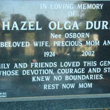 DURHAM Hazel Olga nee OSBORN 1924-2002
