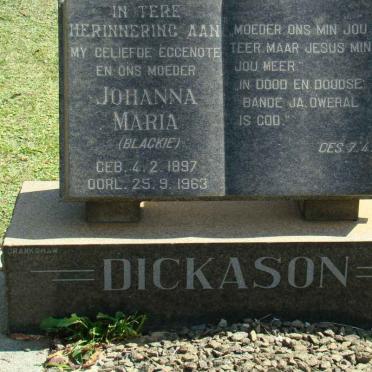 DICKASON Johanna Maria 1897-1963
