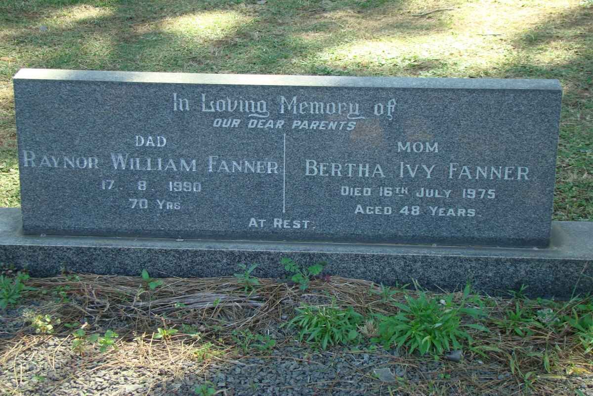FANNER Raynor William -1990 &amp; Bertha Ivy -1975