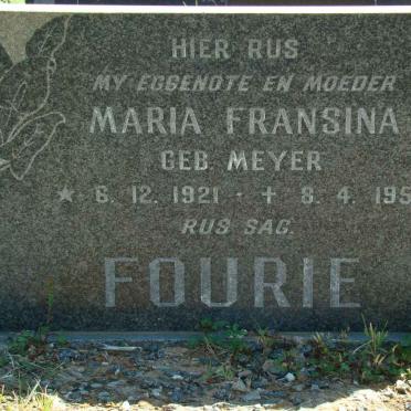 FOURIE Maria Fransina nee MEYER 1921-1959
