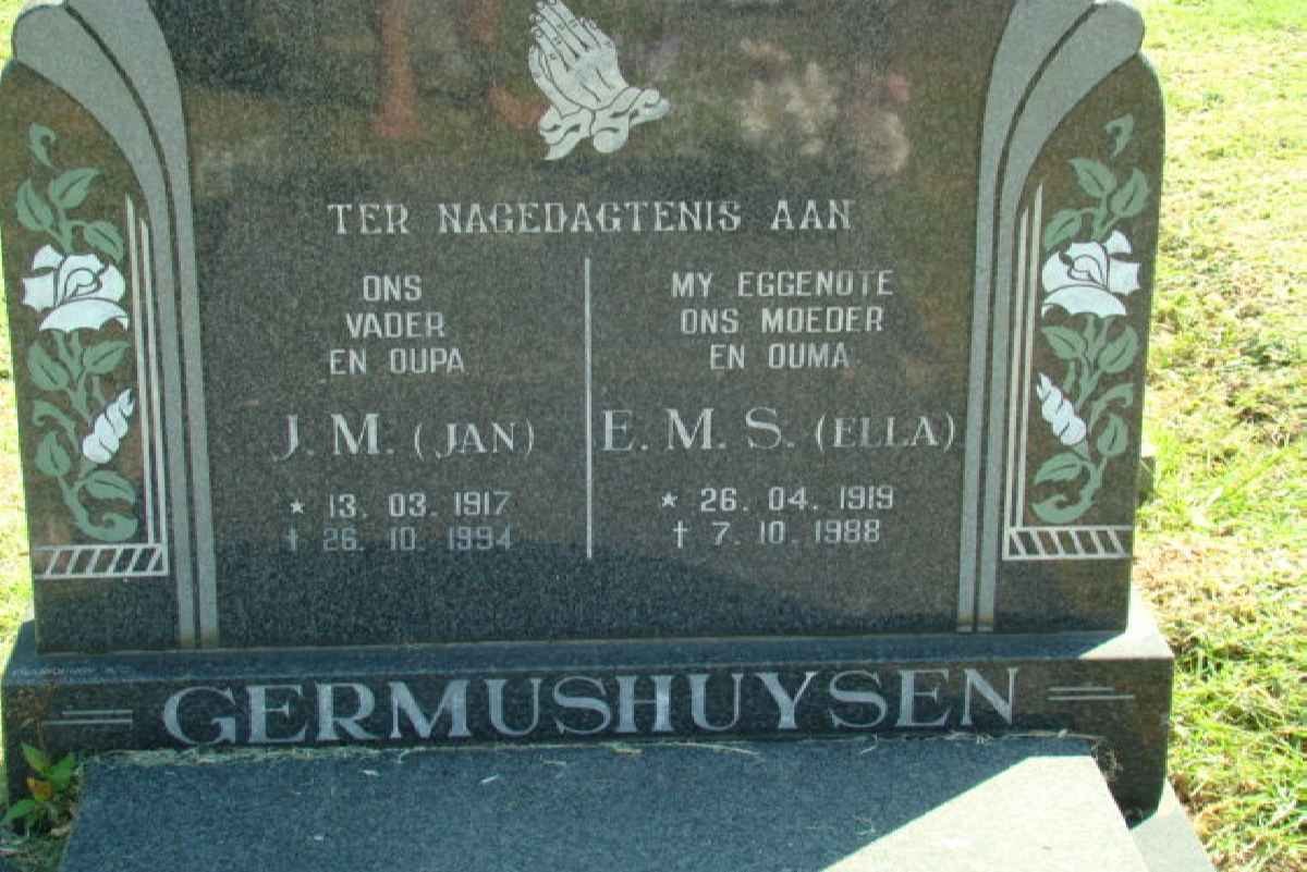 GERMUSHUYSEN J.M. 1917-1994 &amp; E.M.S. 1919-1988