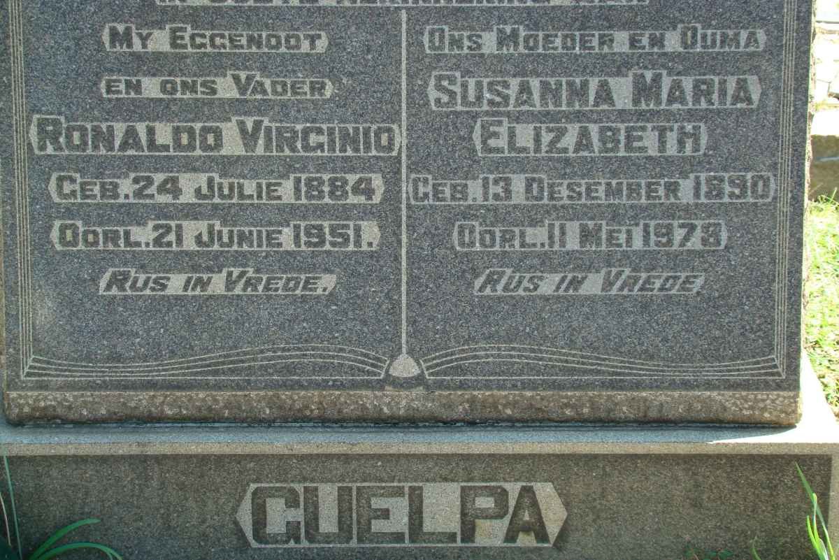 GUELPA Ronaldo Virginio 1884-1951 &amp; Susanna Maria Elizabeth 1890-1978