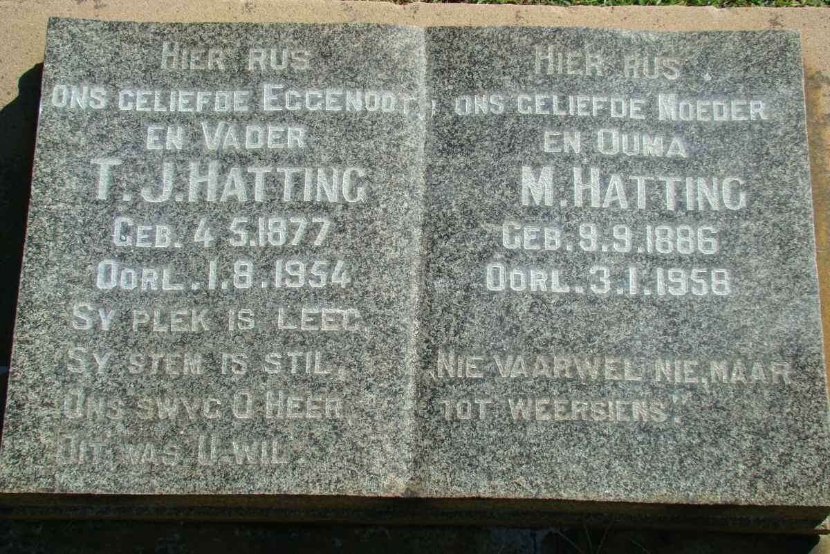 HATTING T.J. 1877-1954 &amp; M. 1886-1958