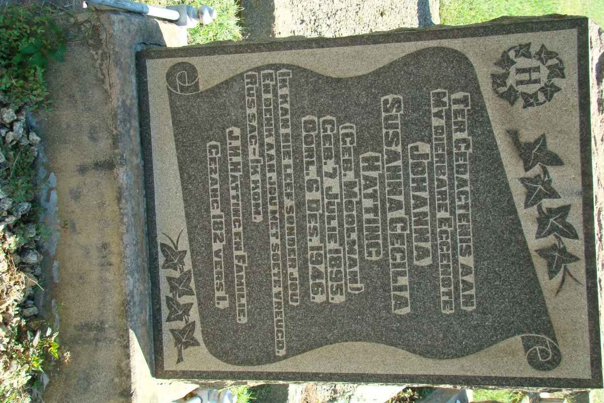 HATTING Johanna Susanna Cecilia nee MOOLMAN 1895-1946