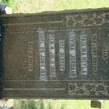 JORDAAN Paulina Heyla Levina nee DEKKER 1865-1937