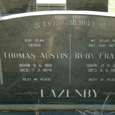 LAZENBY Thomas Austin 1901-1970 &amp; Ruby Frances 1902-1966