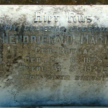 MARITZ Hendrieka O. nee BOTHA 1875-1927