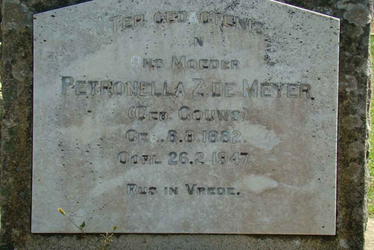 MEYER Petronella Z., de nee GOUWS 1882-1947