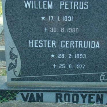ROOYEN Willem Petrus, van 1891-1980 &amp; Hester Gerttruida 1893-1977
