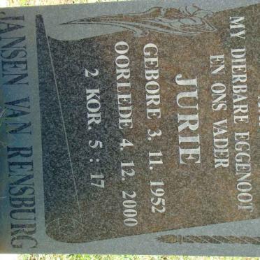 RENSBURG Jurie, Jansen van 1952-2000