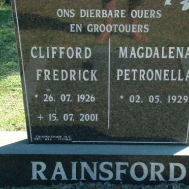 RAINSFORD Clifford Fredrick 1926-2001 Magdalena Petronella 1929-