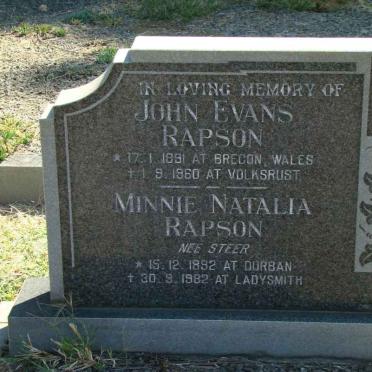 RAPSON John Evans 1891-1960 &amp; Minnie Natalia STEER 1892-1982