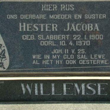 WILLEMSE Hester Jacoba nee SLABBERT 1900-1970