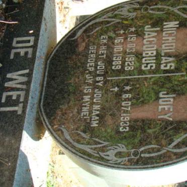 WET Nicholas Jacobus, de 1928-1989 &amp; Joey 1933-