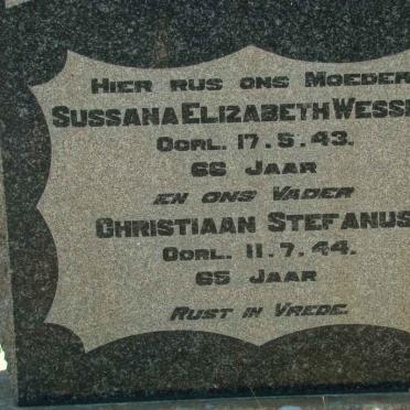 WESSELS Christiaan Stefanus -1944 &amp; Sussana Elizabeth -1943