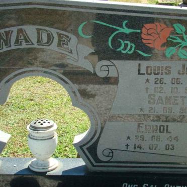 WADE Errol 1944-2003 &amp; Sanet 1950- :: WADE Louis John 1974-1992