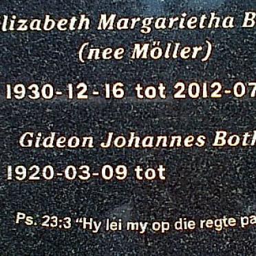 BOTHA Gideon Johannes 1920- &amp; Elizabeth Margarietha MÖLLER 1930-2012