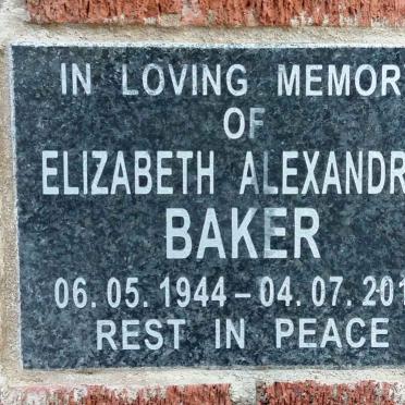 BAKER Elizabeth Alexandria 1944-2012