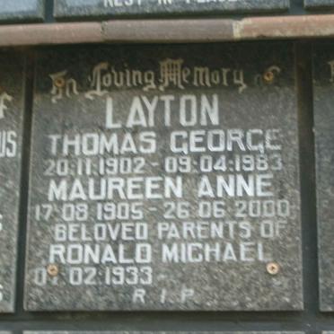 LAYTON Thomas George 1902-1983 &amp; Maureen Anne 1905-2000 :: LAYTON Ronald Michael 1933-