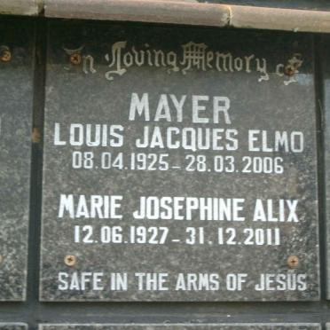 MAYER Louis Jacques Elmo 1925-2006 &amp; Marie Josephine Alix 1927-2011