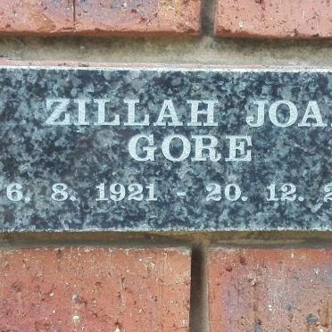 GORE Zillah Joan 1921-2000