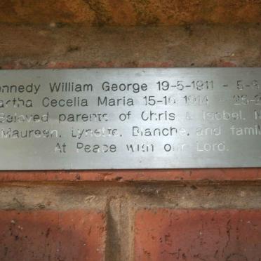 KENNEDY William George 1911-1994 &amp; Martha Cecilia Maria 1914-1994