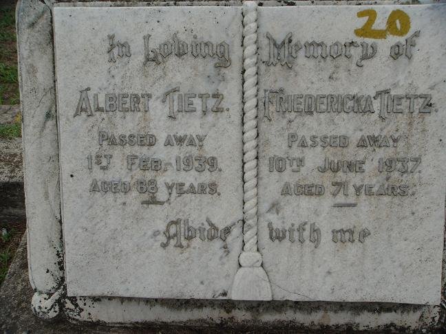 TIETZ Albert -1939 &amp; Friedericka -1937