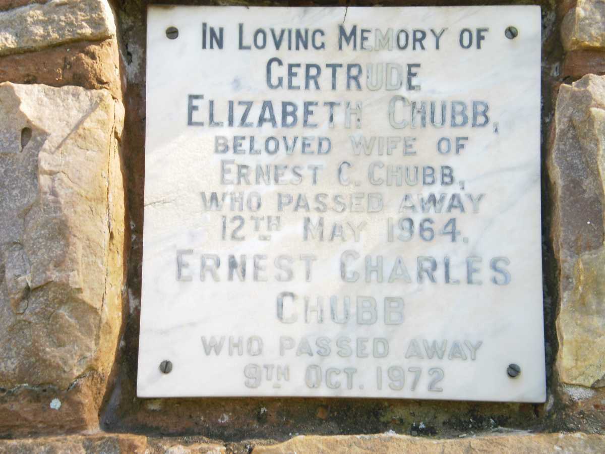 CHUBB Ernest Charles -1972 &amp; Gertrude Elizabeth -1964