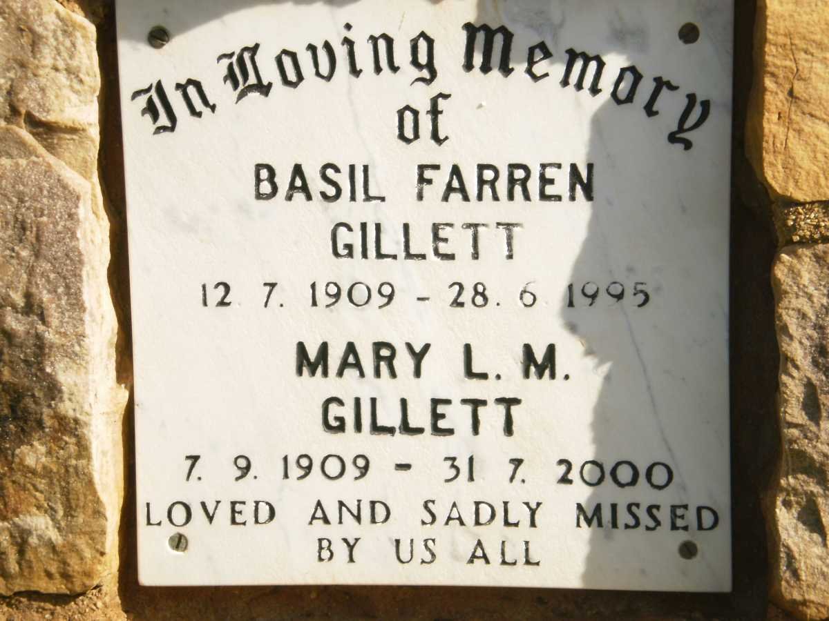 GILLETT Basil Farren 1909-1995 &amp; Mary L.M. 1909-2000