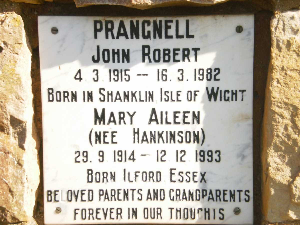 PRANGNELL John Robert 1915-1982 &amp; Mary Aileen HANKINSON 1914-1993