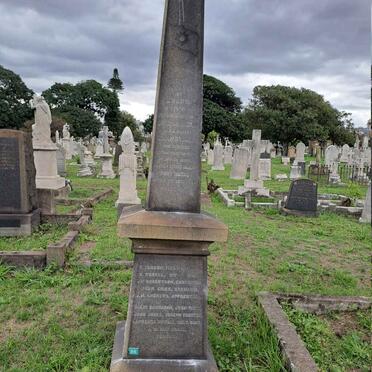 2. In memory of officers and crew of "Transvaal" barque when it was wrecked just off Port Natal 1874