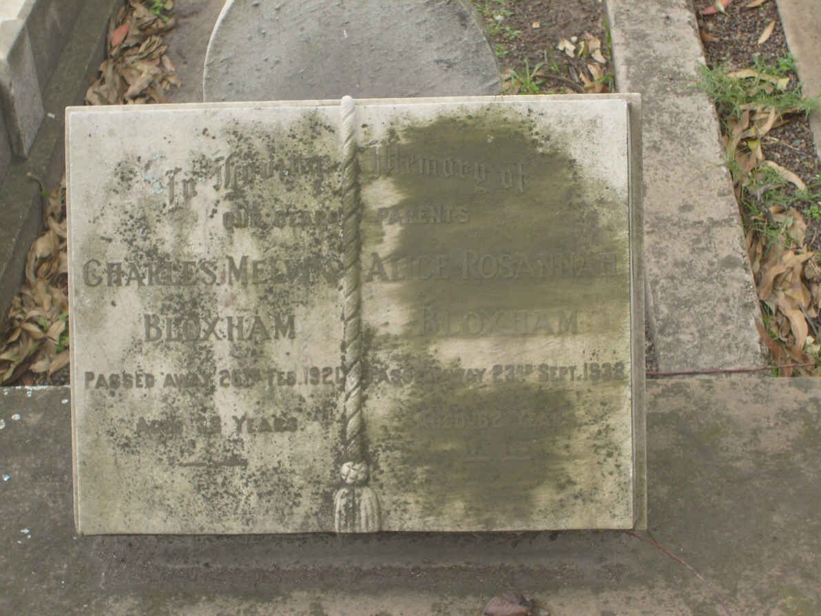 BLOXHAM Charles Melvin -1921 &amp; Alice Rosannah -1938