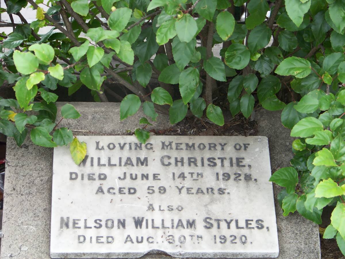 CHRISTIE William -1928 :: STYLES Nelson William -1920