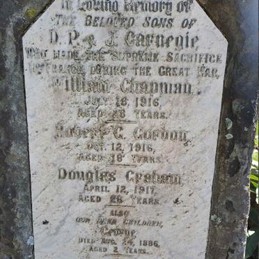 CARNEGIE William Chapman -1916 :: CARNEGIE Robert G. Gordon -1916 :: CARNEGIE Douglas Graham -1917 :: CARNEGIE George -1886 :: CARNEGIE Jean Graham -1887