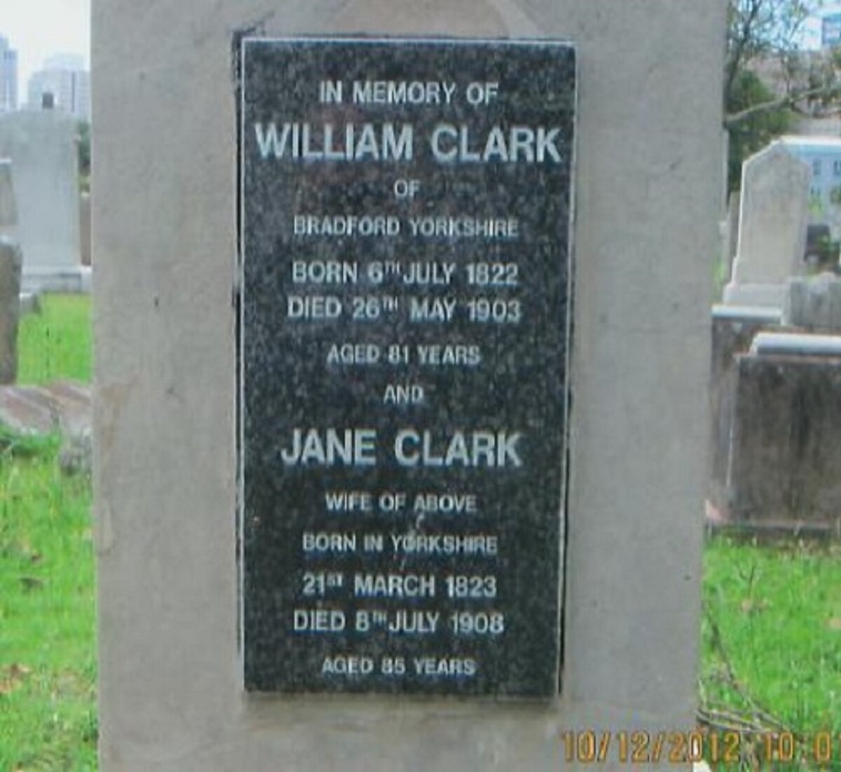 CLARK William 1822-1903 &amp; Jane 1823-1908 :: CLARK Ann -1947