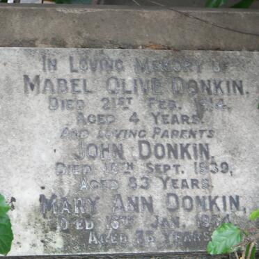 DONKIN John -1939 &amp; Mary Ann -1954 :: DONKIN Mabel Olive -1914