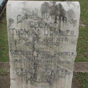 DUMMER George Thomas -1925 &amp; Grace -1950 :: DUMMER Gertrude Steed -1900