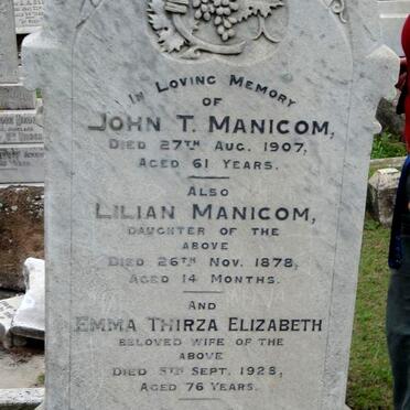 MANICOM John T. -1907 &amp; Emma Thirza -1928 :: MANICOM Lilian -1878