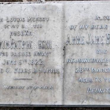 REGNIER Edwin Patria -1922 &amp; Anne Jane -1943