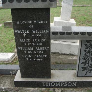 THOMPSON Walter William -1957 &amp; Alice Louise -1968 :: THOMPSON William Albert -1974 :: THOMPSON John Basset 1988