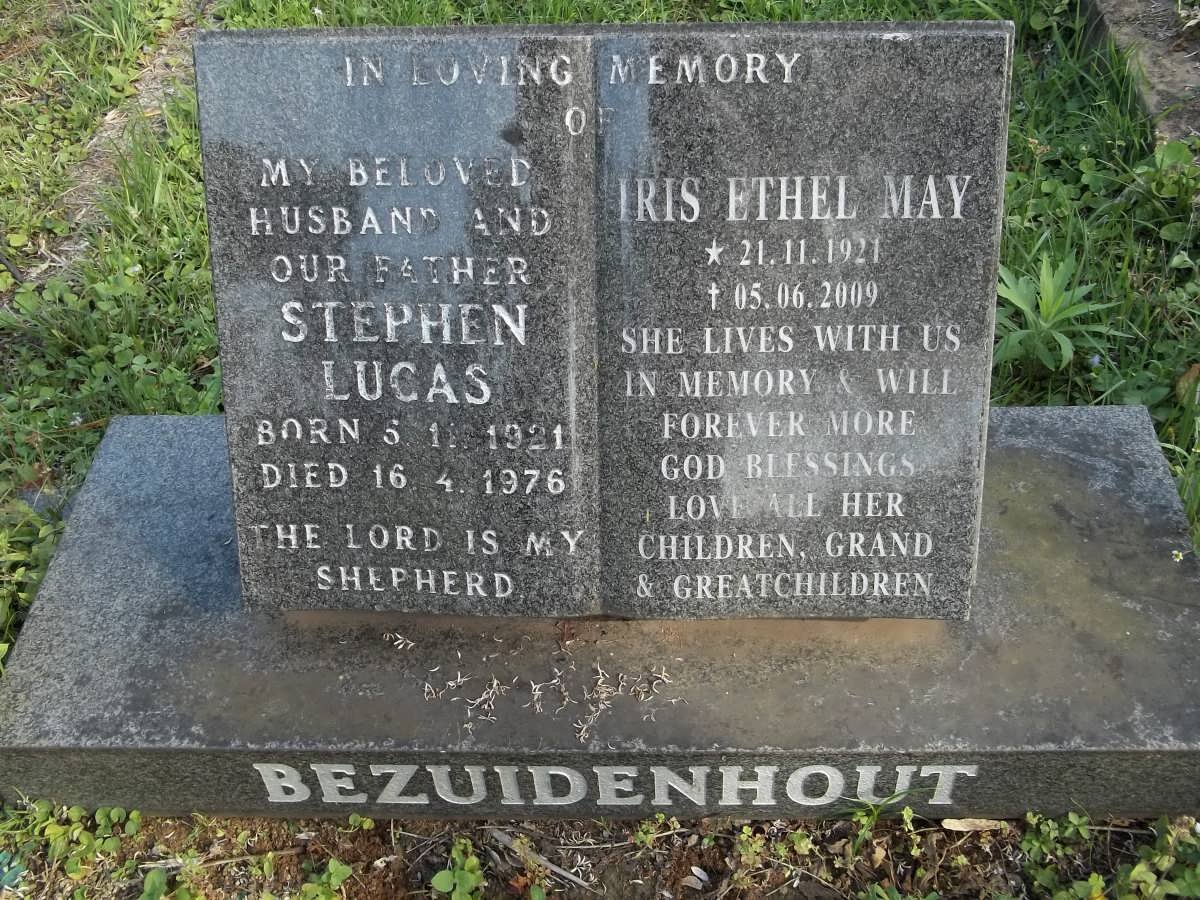 BEZUIDENHOUT Stephen Lucas 1921-1976 &amp; Iris Ethel May 1921-2009